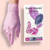 Перчатки нитриловые Foxy розовые, S ( 50 пар)